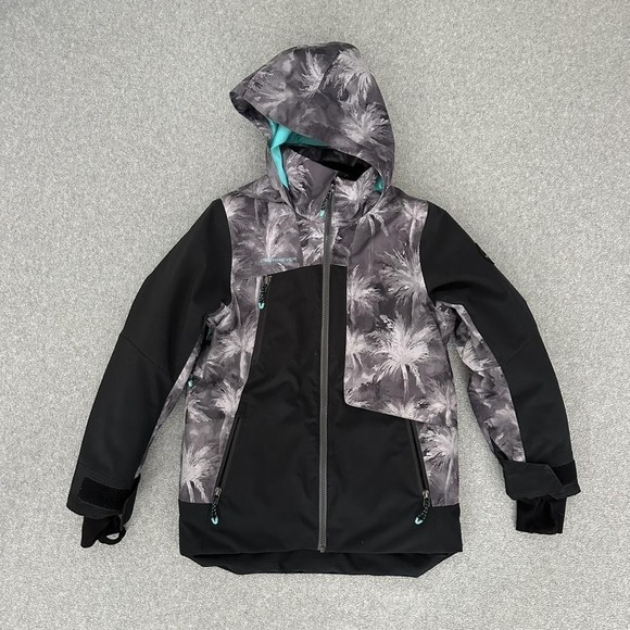 Obermeyer Other - Obermeyer Ski Snow Jacket Teen Medium 10-12 Black‎ Floral Hooded Soft Shell